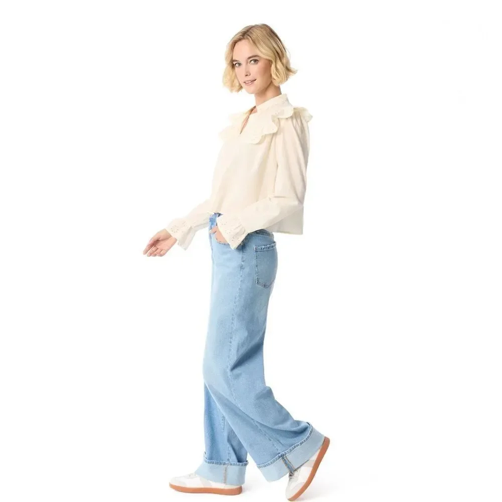 Women’s Lightweight Arista Ruffle Long Sleeve Shirt Blouse Size XS - Picture 9 of 10